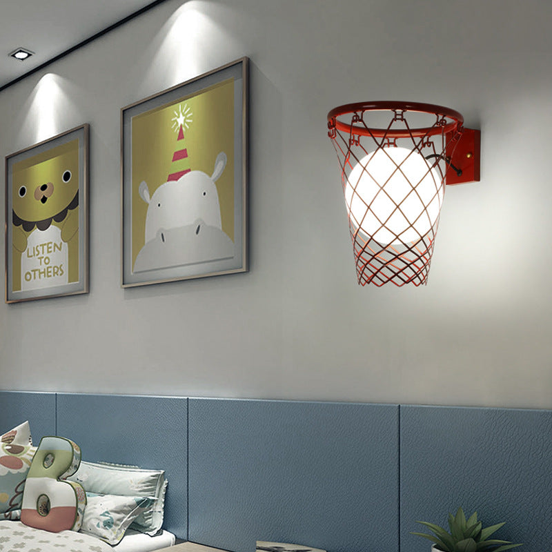 Vivolux | Slamora Kinder Wandleuchte | Basketballkorb Design | Glas & Metall | Art Déco Stil | Schlafzimmerlicht