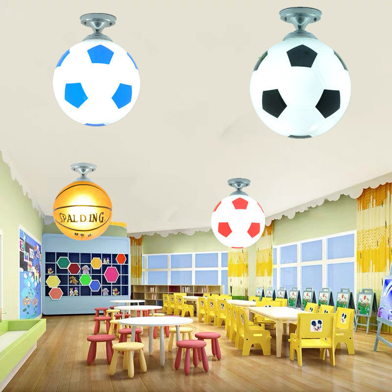 Vivolux | SportLume Kreative Deckenleuchte | Basketball & Fußball Design | Halbmontage | Glaslampe