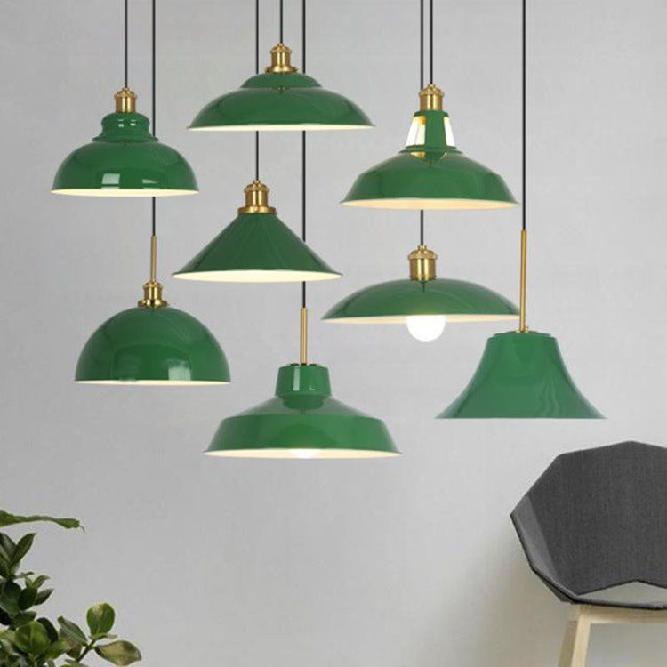 Vivolux | RetroDome Industrielle Vintage Pendelleuchte | Grünes Eisen-Kuppeldesign | Einzellicht | Rustikale Deckenbeleuchtung
