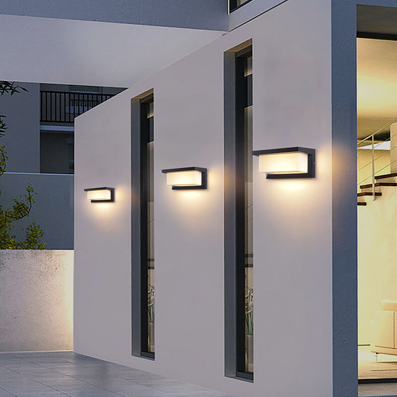 Vivolux | Modern Minimalist Solar Rechteck PC LED Außen Wandleuchte Lampe Für Außenpatio