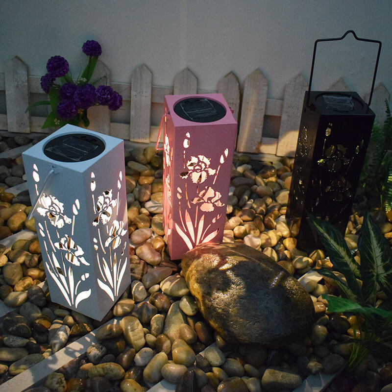 Vivolux | Solar Butterfly Rose Muster Hohle Säule LED Außen wasserdichte dekorative Lampe