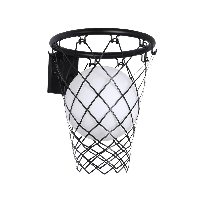 Vivolux | Slamora Kinder Wandleuchte | Basketballkorb Design | Glas & Metall | Art Déco Stil | Schlafzimmerlicht