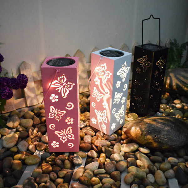 Vivolux | Solar Butterfly Rose Muster Hohle Säule LED Außen wasserdichte dekorative Lampe