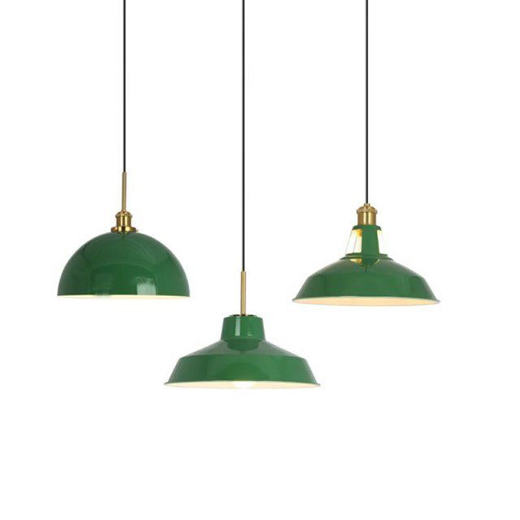 Vivolux | RetroDome Industrielle Vintage Pendelleuchte | Grünes Eisen-Kuppeldesign | Einzellicht | Rustikale Deckenbeleuchtung