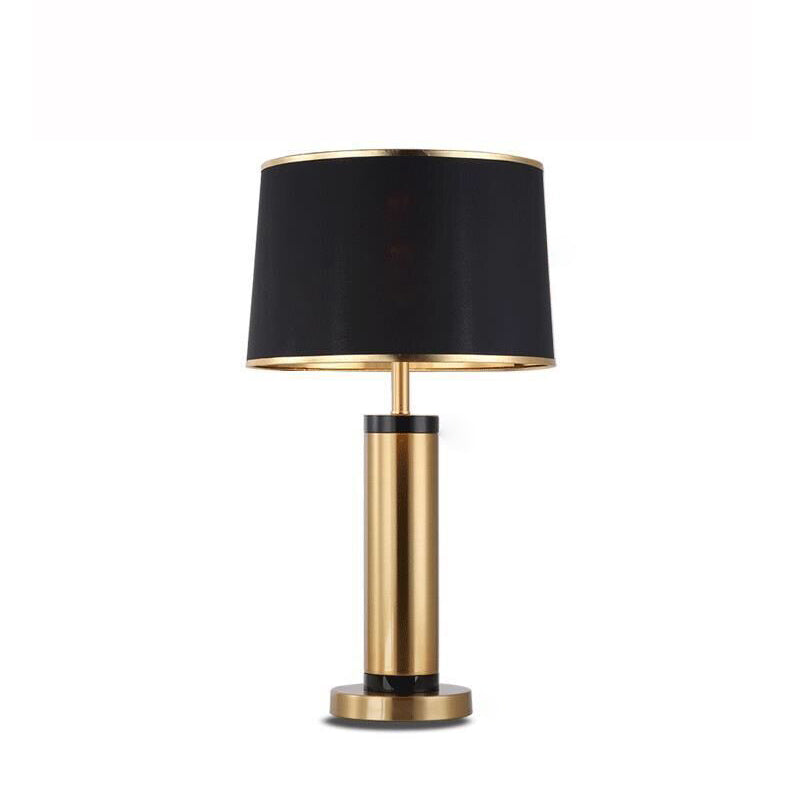 Vivolux | Moderne Übergangs-Zylinder-Eisen-Stoff 1-Lampe Tischlampe für das Wohnzimmer