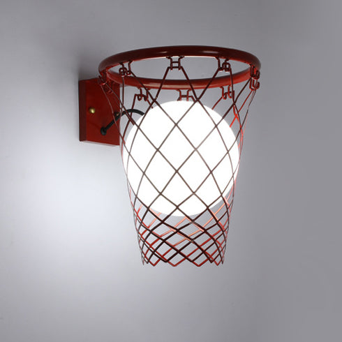Vivolux | Slamora Kinder Wandleuchte | Basketballkorb Design | Glas & Metall | Art Déco Stil | Schlafzimmerlicht