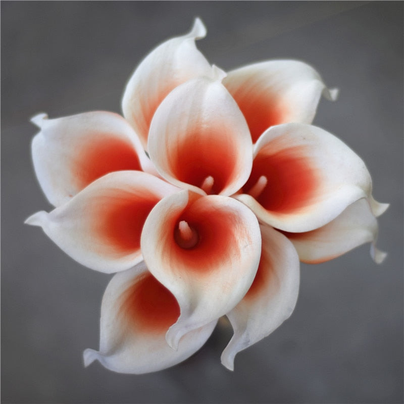 Vivolux | 10 marineblaue Calla-Lilien PU Real Touch Blumen Hochzeitsdekoration Sträuße Tischdekoration Kunstblumen Wohnkultur