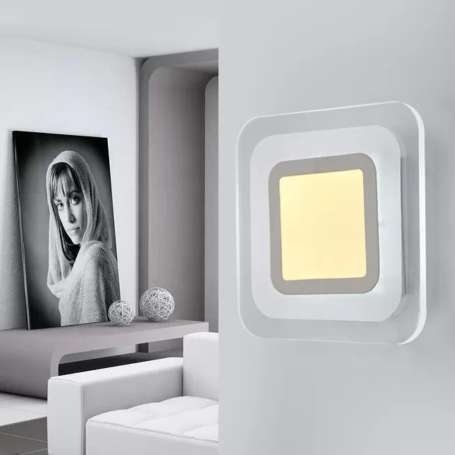 Vivolux | Weiße schlanke quadratische LED-Wandaufbau Einfacher Stil Acryl-Wandleuchte für Treppen