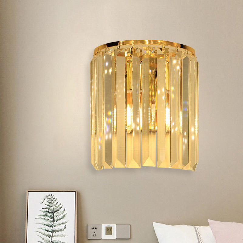 Vivolux | 1 Kopf Wandmontierte Lichtarmatur Einfache halbzylindrische Kristallblock-Wandlampe Beleuchtung in Gold