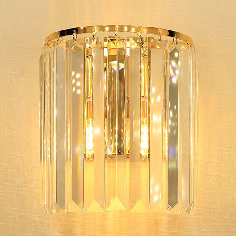 Vivolux | 1 Kopf Wandmontierte Lichtarmatur Einfache halbzylindrische Kristallblock-Wandlampe Beleuchtung in Gold