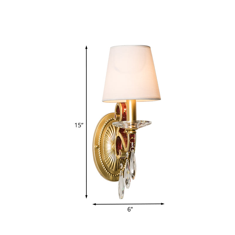 Vivolux | 1 Glühlampe Wandleuchte Traditionelle Goldene Kegelförmige Wohnzimmer Wandlampe mit/ohne Stoffschirm