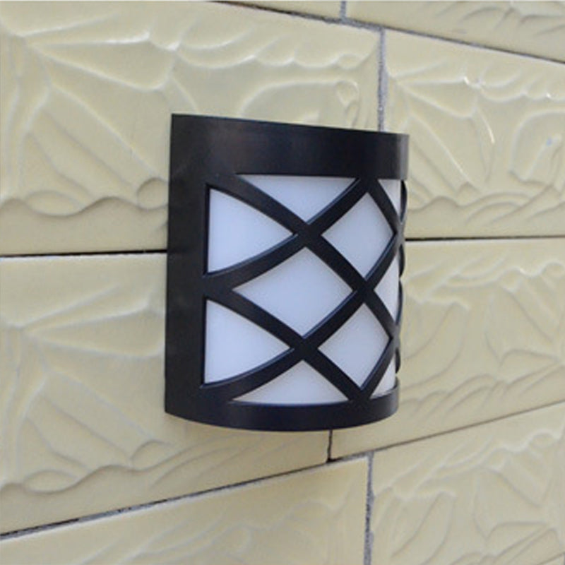 Vivolux | Retro Semi-Zylinder Flush Wand Sconce Kunststoff Innenhof RGB LED Wandmontage Leuchte mit Rhombus/Rechteck/Gitterkäfig in Schwarz