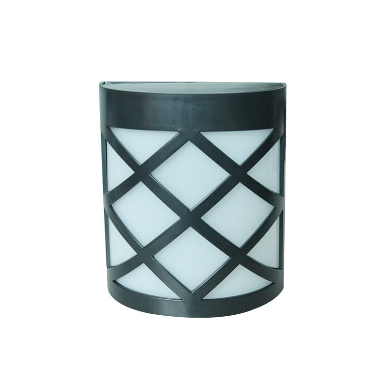 Vivolux | Retro Semi-Zylinder Flush Wand Sconce Kunststoff Innenhof RGB LED Wandmontage Leuchte mit Rhombus/Rechteck/Gitterkäfig in Schwarz