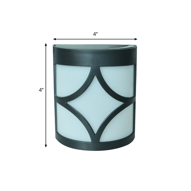 Vivolux | Retro Semi-Zylinder Flush Wand Sconce Kunststoff Innenhof RGB LED Wandmontage Leuchte mit Rhombus/Rechteck/Gitterkäfig in Schwarz