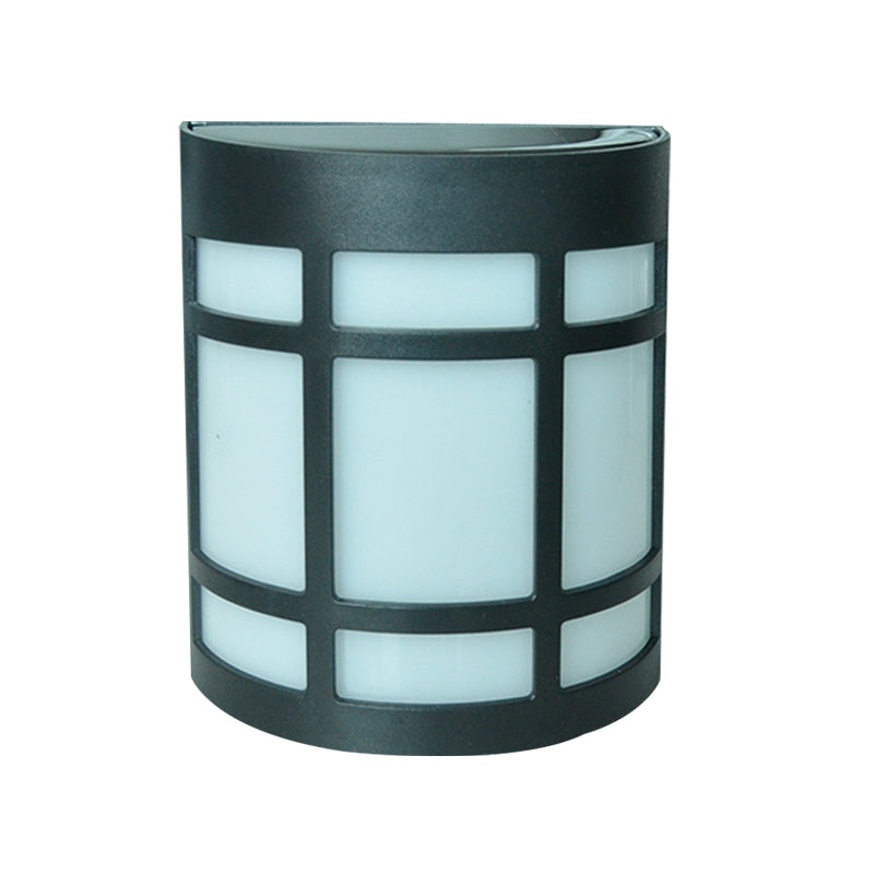 Vivolux | Retro Semi-Zylinder Flush Wand Sconce Kunststoff Innenhof RGB LED Wandmontage Leuchte mit Rhombus/Rechteck/Gitterkäfig in Schwarz