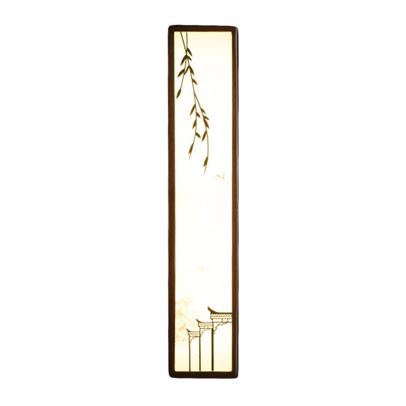 Vivolux | Acryl Rechteck Wandlicht Flush Mount Aziatisch Bruin LED Wandlamp Sconces met Bamboe en Huispatroon