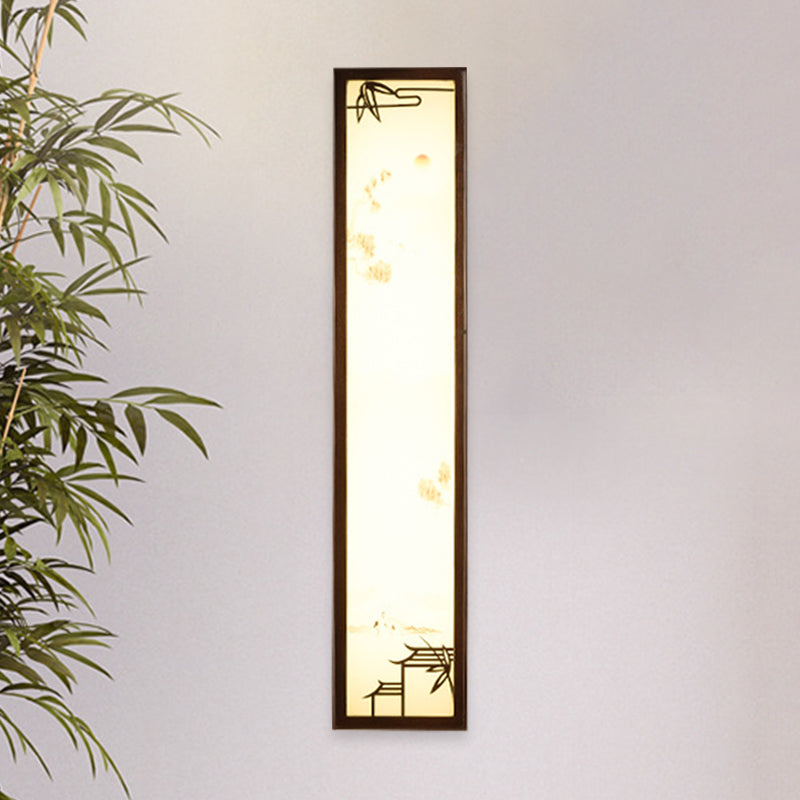 Vivolux | Acryl Rechteck Wandlicht Flush Mount Aziatisch Bruin LED Wandlamp Sconces met Bamboe en Huispatroon