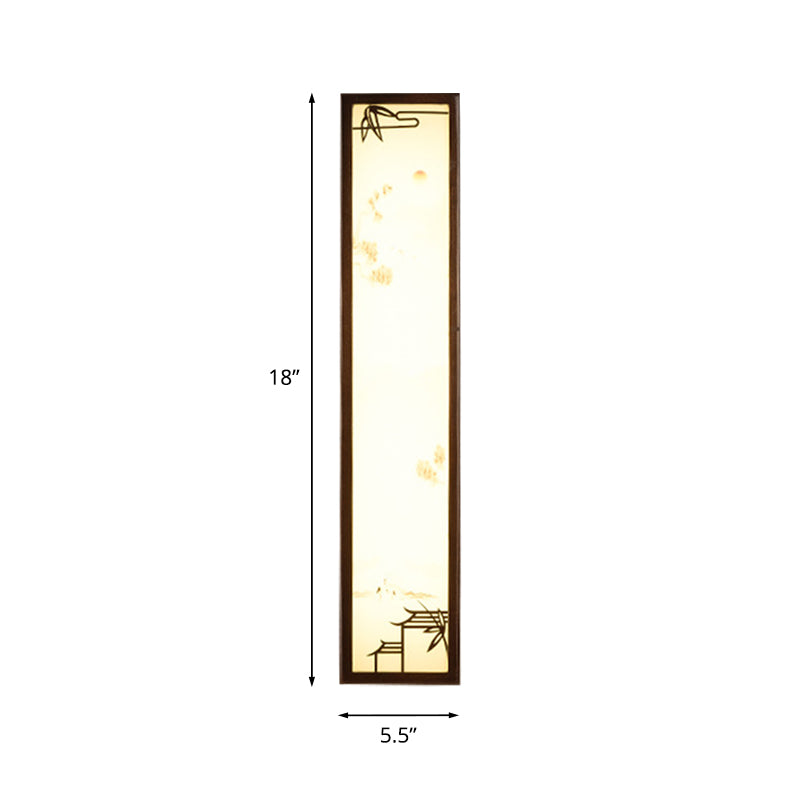 Vivolux | Acryl Rechteck Wandlicht Flush Mount Aziatisch Bruin LED Wandlamp Sconces met Bamboe en Huispatroon
