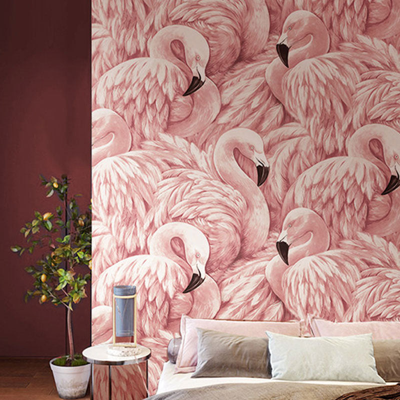 Vivolux | Tropisch Flamingo Behang Rol voor Meisjes Slaapkamer, Zacht Roze, 33 voet x 20,5 inch