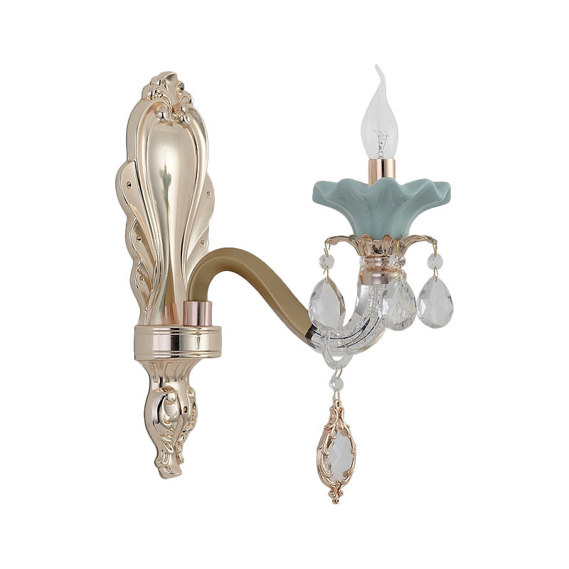Vivolux | Traditionelle Kerzen Wandbeleuchtung Idee 1/2-Licht Kristall Wandmontage Lampe Leuchte in Gold
