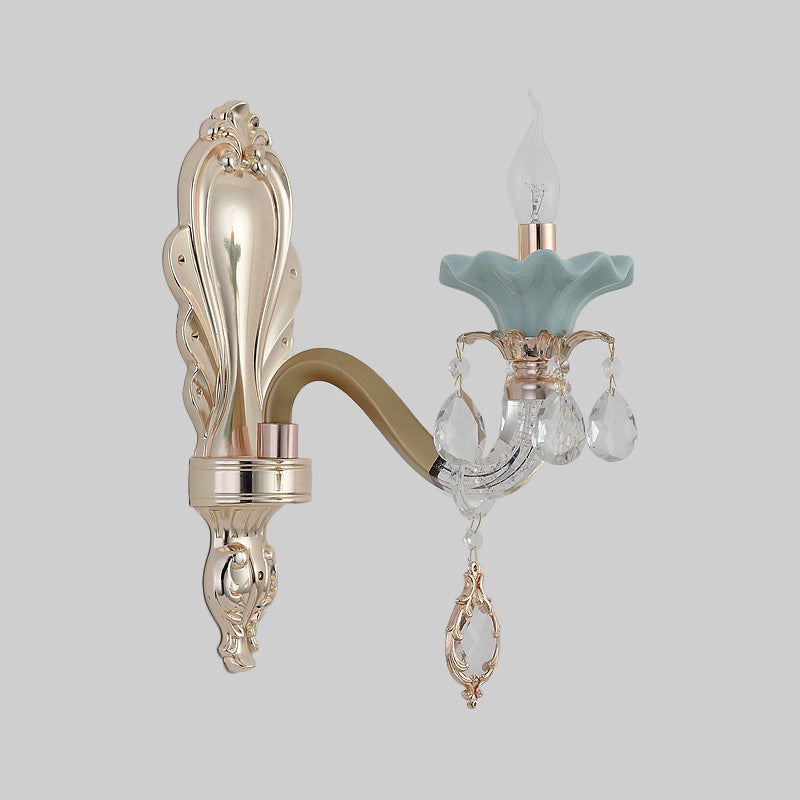 Vivolux | Traditionelle Kerzen Wandbeleuchtung Idee 1/2-Licht Kristall Wandmontage Lampe Leuchte in Gold