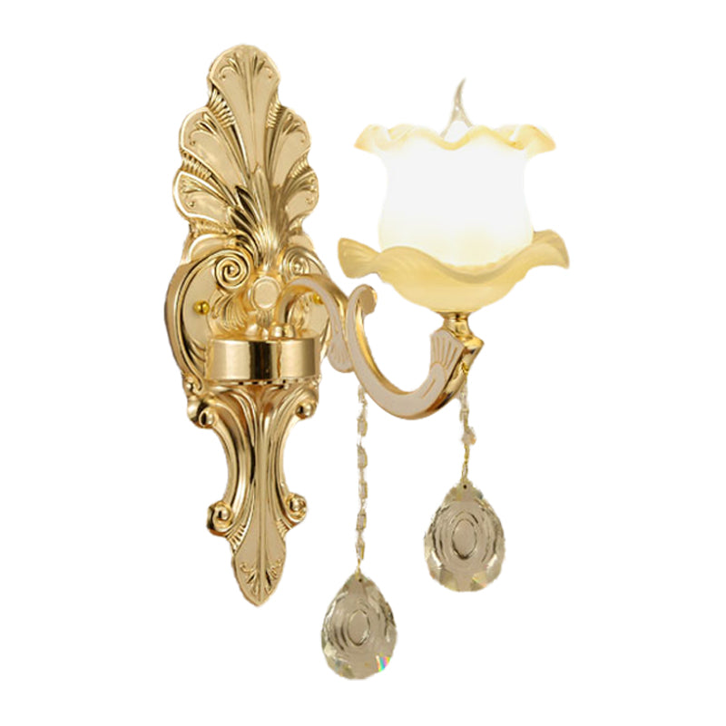 Vivolux | Vintage Rüsch Wandleuchte 1/2-Kopf Mattglas Wandmontage Leuchte in Gold für Badezimmer