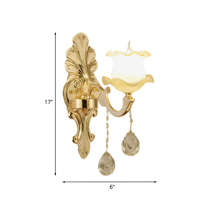 Vivolux | Vintage Rüsch Wandleuchte 1/2-Kopf Mattglas Wandmontage Leuchte in Gold für Badezimmer