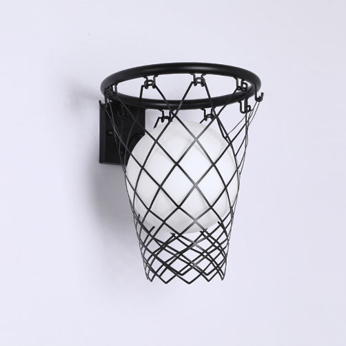 Vivolux | Slamora Kinder Wandleuchte | Basketballkorb Design | Glas & Metall | Art Déco Stil | Schlafzimmerlicht