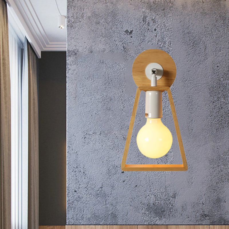 Vivolux | 1 Kopf drehbare Trapez Wandlampe modernes Design beige Holz Wandleuchte für Schlafzimmer