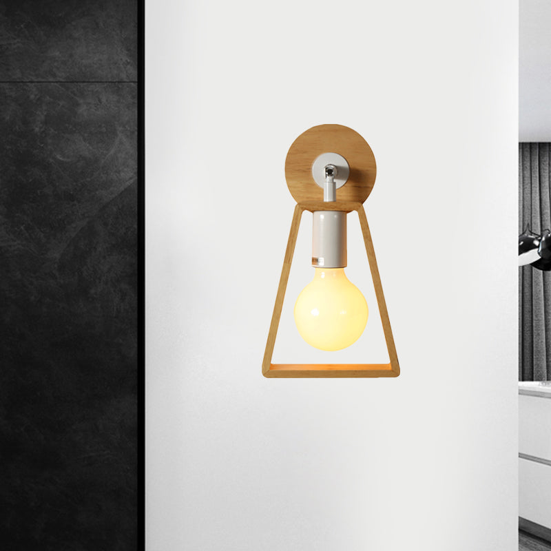 Vivolux | 1 Kopf drehbare Trapez Wandlampe modernes Design beige Holz Wandleuchte für Schlafzimmer