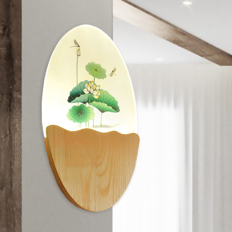 Vivolux | Rechthoekige Acryl Bloesems/Lotusblad Wandlamp Oriëntaalse Stijl LED Rode/Groene Wandmuur Licht voor Gang