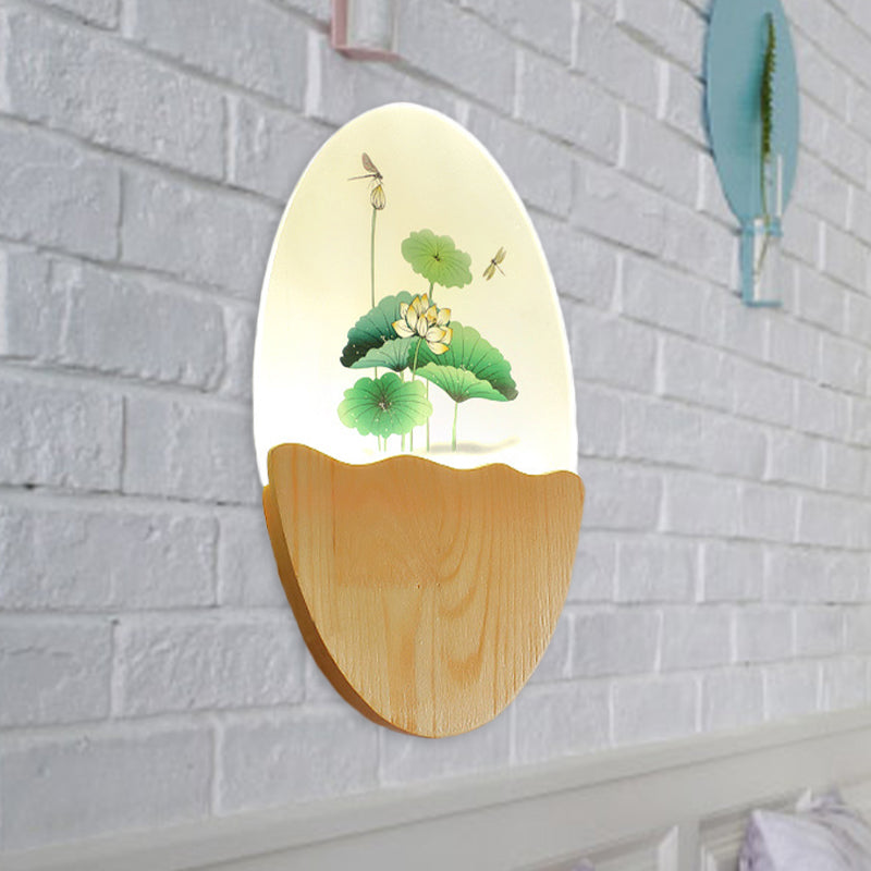 Vivolux | Rechthoekige Acryl Bloesems/Lotusblad Wandlamp Oriëntaalse Stijl LED Rode/Groene Wandmuur Licht voor Gang