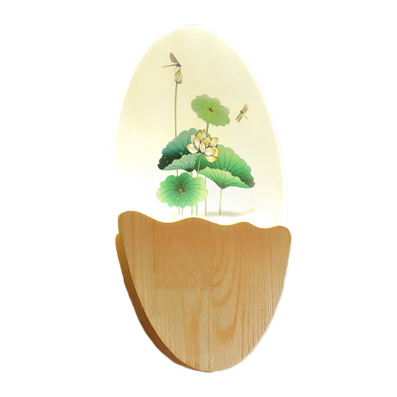 Vivolux | Rechthoekige Acryl Bloesems/Lotusblad Wandlamp Oriëntaalse Stijl LED Rode/Groene Wandmuur Licht voor Gang