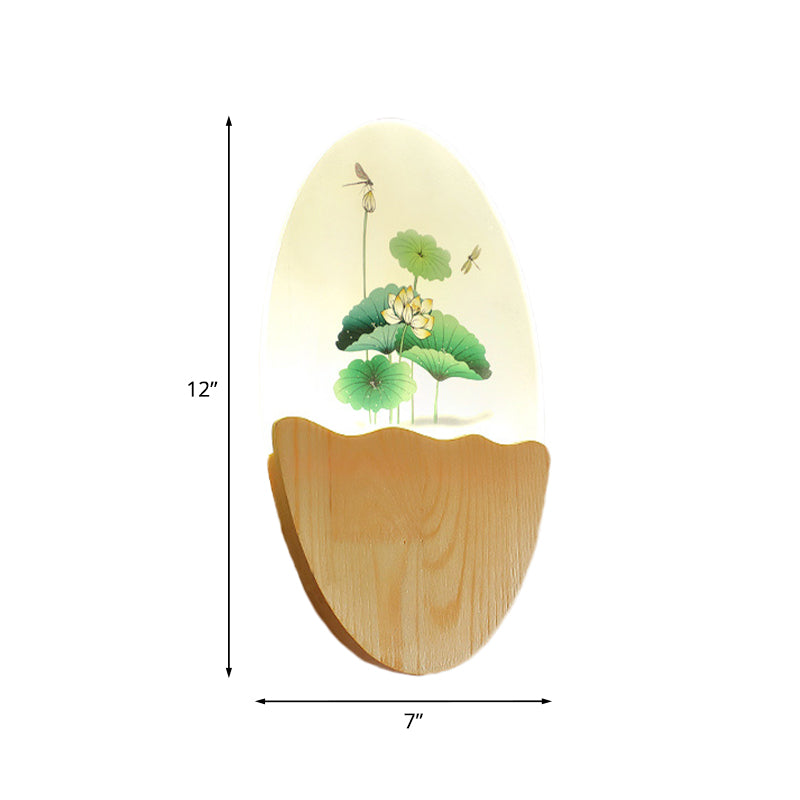 Vivolux | Rechthoekige Acryl Bloesems/Lotusblad Wandlamp Oriëntaalse Stijl LED Rode/Groene Wandmuur Licht voor Gang