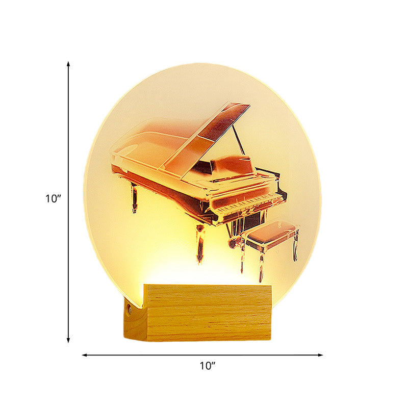 Vivolux | Acryl Ronde Piano Wandverlichting Idee Eenvoud Stijl LED Muur Lamp in Hout voor Slaapkamer