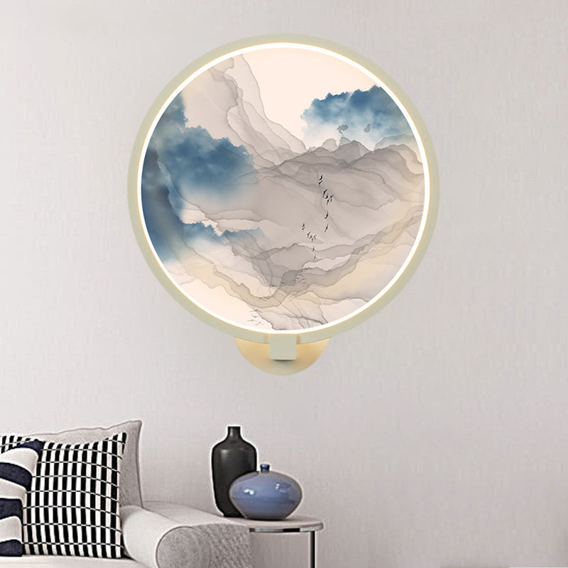 Vivolux | Runde Acrylberg Wandbeleuchtung Chinesische LED Weiße Wandmurallampe für das Wohnzimmer