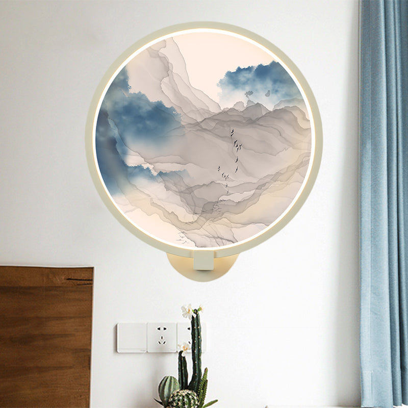 Vivolux | Runde Acrylberg Wandbeleuchtung Chinesische LED Weiße Wandmurallampe für das Wohnzimmer