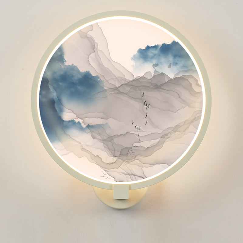 Vivolux | Runde Acrylberg Wandbeleuchtung Chinesische LED Weiße Wandmurallampe für das Wohnzimmer