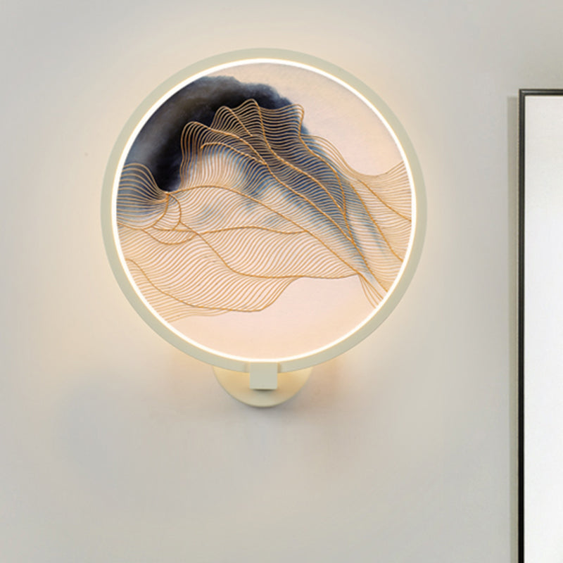 Vivolux | Runde Acrylberg Wandbeleuchtung Chinesische LED Weiße Wandmurallampe für das Wohnzimmer