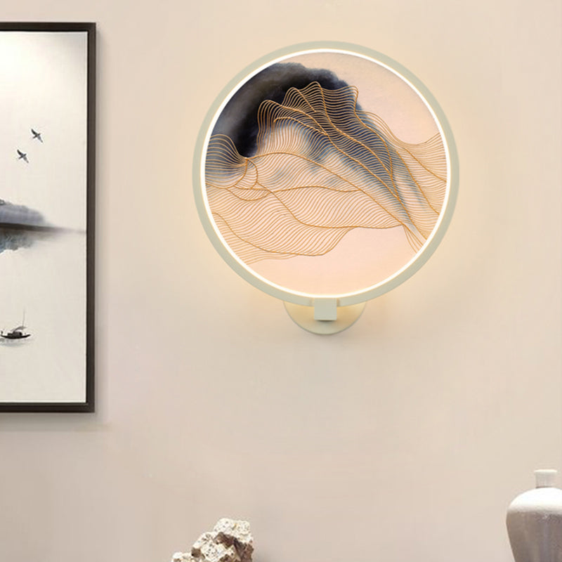 Vivolux | Runde Acrylberg Wandbeleuchtung Chinesische LED Weiße Wandmurallampe für das Wohnzimmer