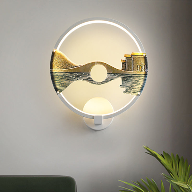 Vivolux | Schwarz/Weiß Rundbrücke Wandmural Licht Orientalischer Stil LED Acryl Wandmontage Lichtarmatur