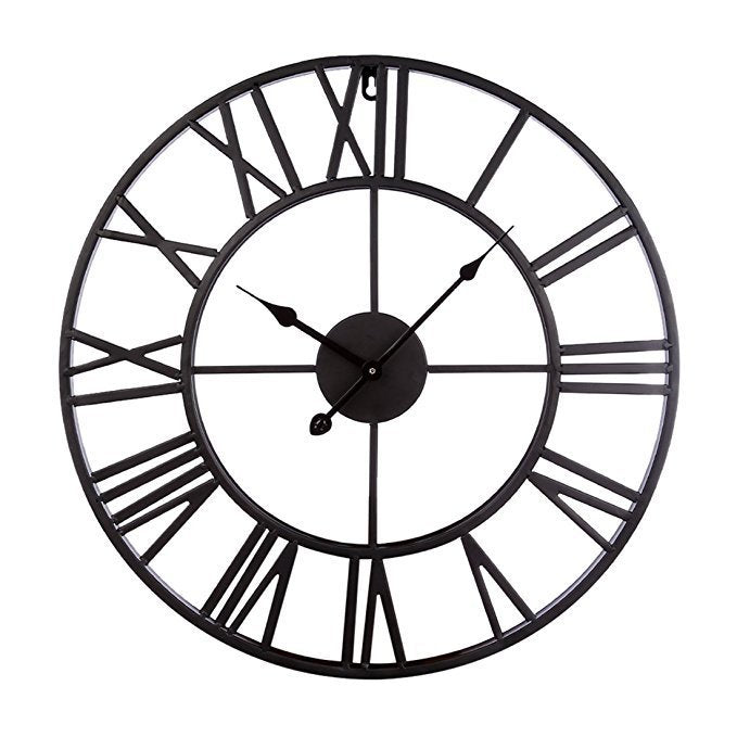 Vivolux | Roman Letters Große Stille Wand-Uhr 16 Zoll Eisen