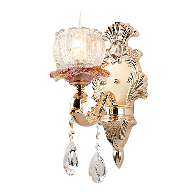 Vivolux | Scalloped Dome Bedside Wall Light Postmodern Crystal 1 Kopf Gold Wandleuchte Licht