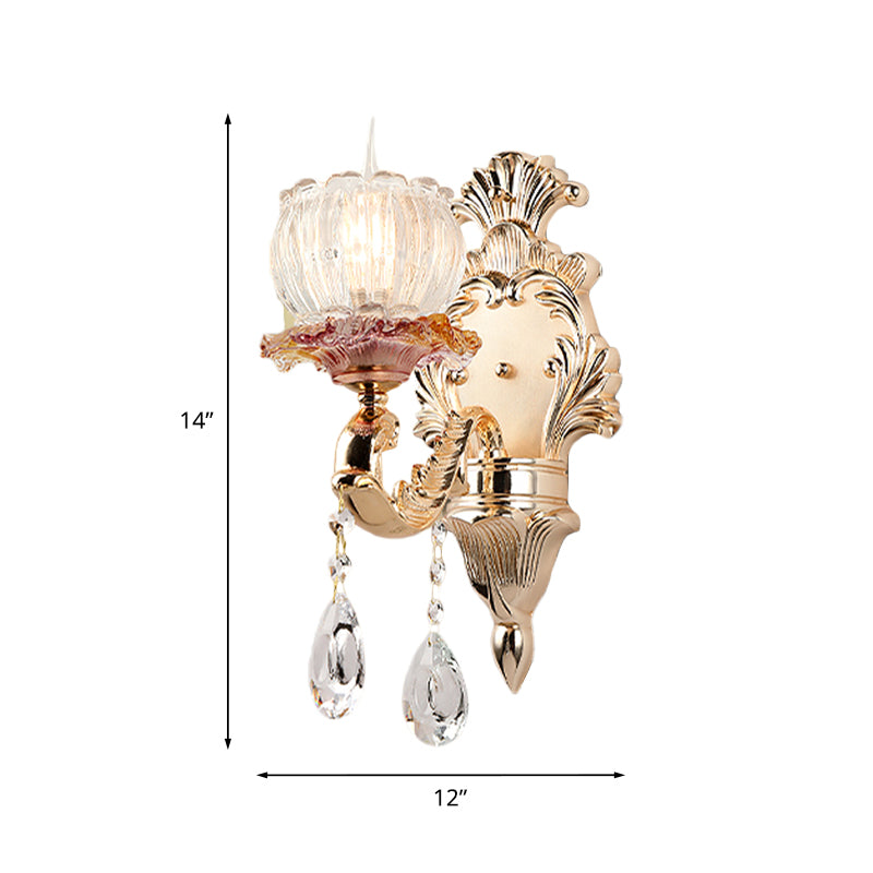 Vivolux | Scalloped Dome Bedside Wall Light Postmodern Crystal 1 Kopf Gold Wandleuchte Licht