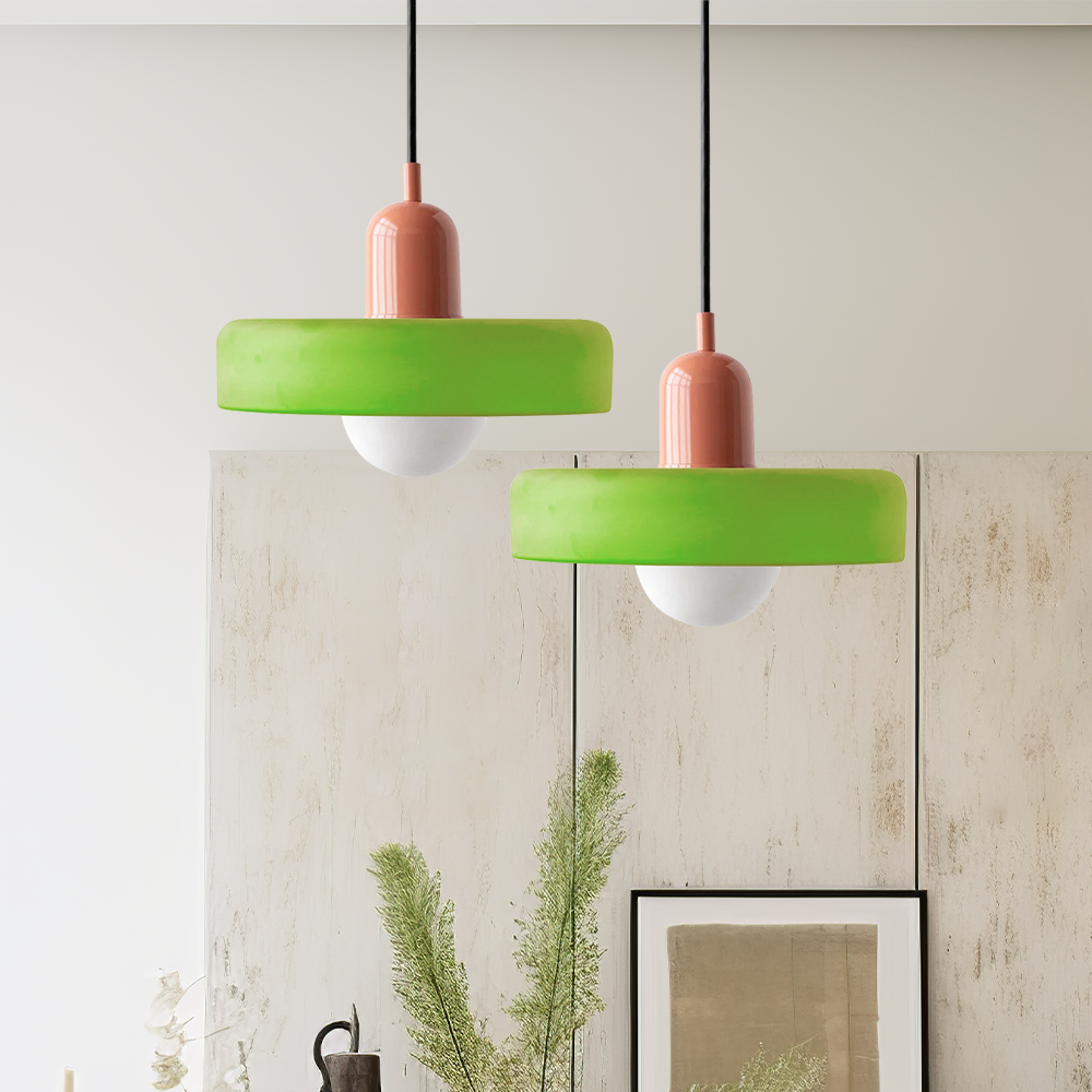 Vivolux | Pendelleuchte aus farbigem Glas | Elegante Hängeleuchte im Bauhaus-Stil | Designlampe für Wohnzimmer & Esszimmer