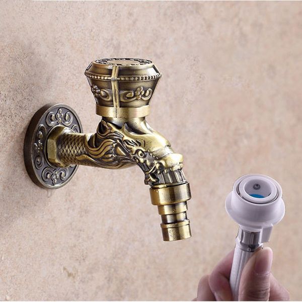 Vivolux | Vintage Classic Waschbeckenarmatur Zink Einhebel Drache Prägung Wandmontierte Armatur