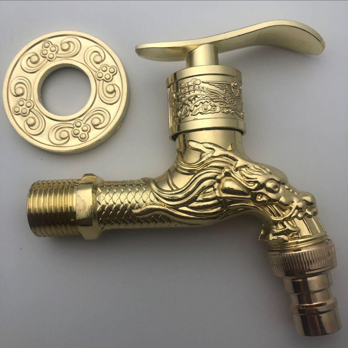 Vivolux | Vintage Classic Waschbeckenarmatur Zink Einhebel Drache Prägung Wandmontierte Armatur