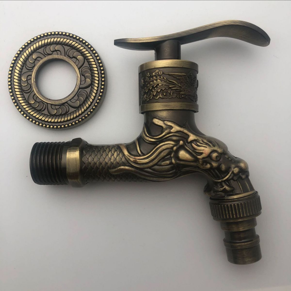 Vivolux | Vintage Classic Waschbeckenarmatur Zink Einhebel Drache Prägung Wandmontierte Armatur
