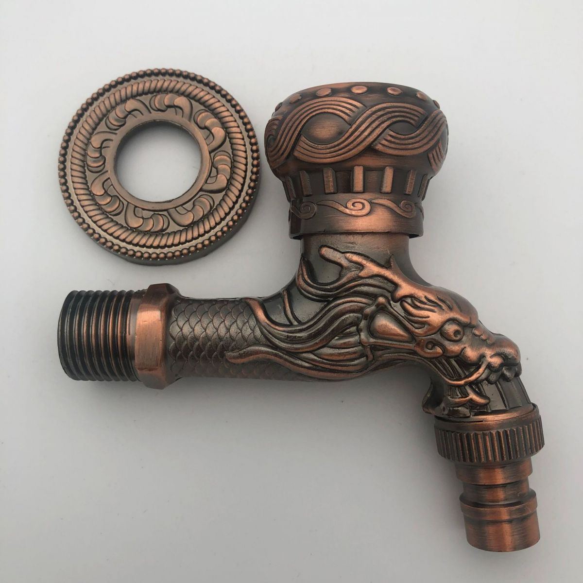 Vivolux | Vintage Classic Waschbeckenarmatur Zink Einhebel Drache Prägung Wandmontierte Armatur