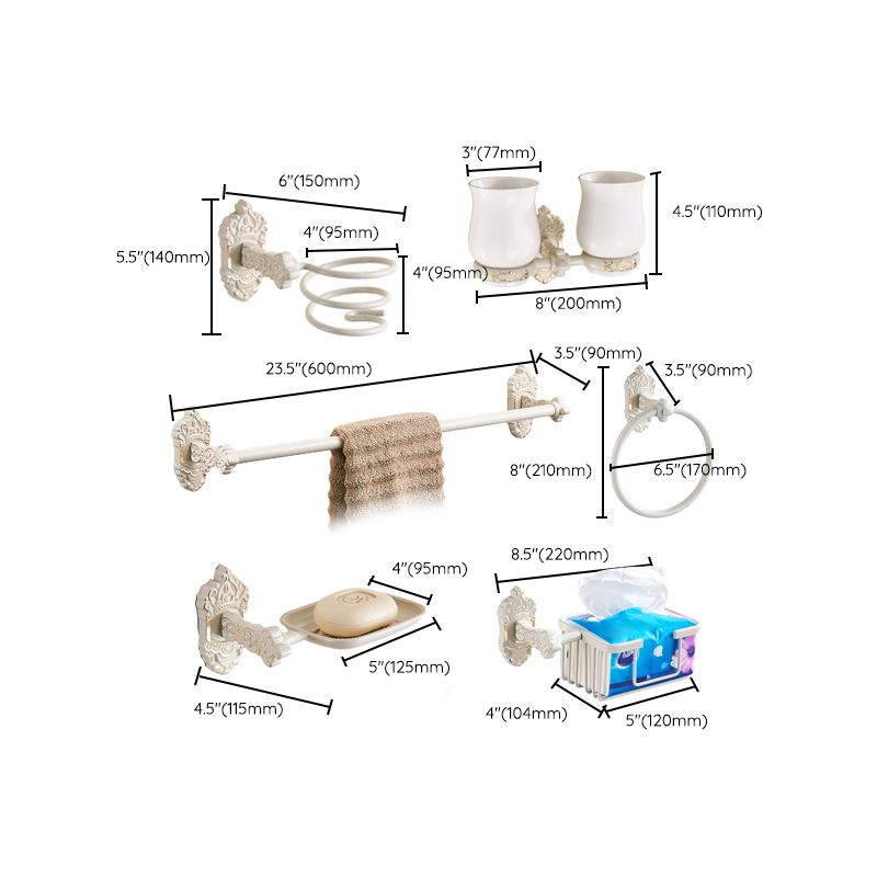 Vivolux | Traditionelles Badzubehör Set Weiß Badezimmeraccessoires Hardware Set